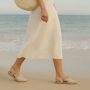 Hemp Rope Slingback Sandals 7.5 Espadrilles Beige Flats Neutral Loafers Summer B